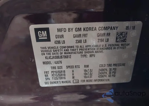 2018 Buick Encore Preferred from USA, damaged, VIN KL4CJASB8JB706812